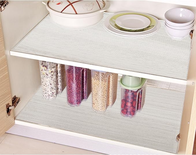 Shelf Liners for Kitchen Cabinets 20 Inch Wide X 20 Ft Non Adhesive Cabinet Drawer Liner Clear Non Slip Waterproof Shelves Liner for Refrigerator Closet Cupboard Pantry Bathroom