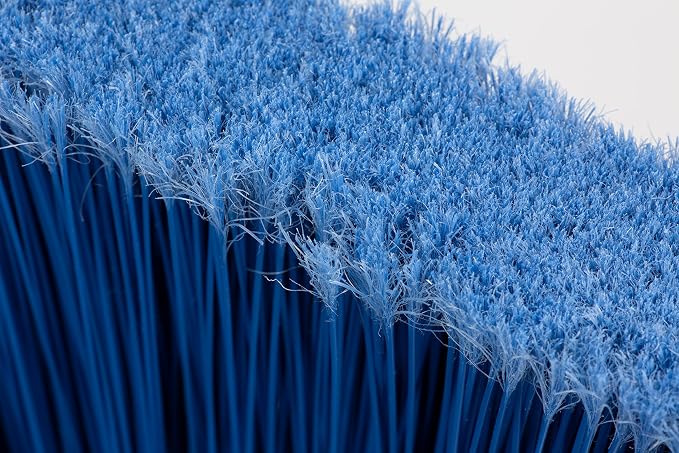 SPARTA 41082EC14 Plastic Color Coded Broom, Flagged Bristles, Long Broom With Angled Head For Large Debris, 56 Inches, Blue, (Pack of 12)
