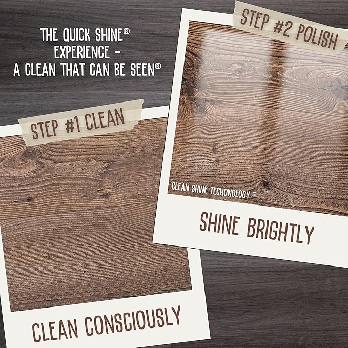 Quick Shine Hardwood Floor Cleaner Daily Care 24oz | Naturally Cleans Dirt & Scuff Marks | Dirt Dissolving, Streak Free, No Rinse & Ready to Use | Spray, Wipe, Done! | Safer Choice Cleaner