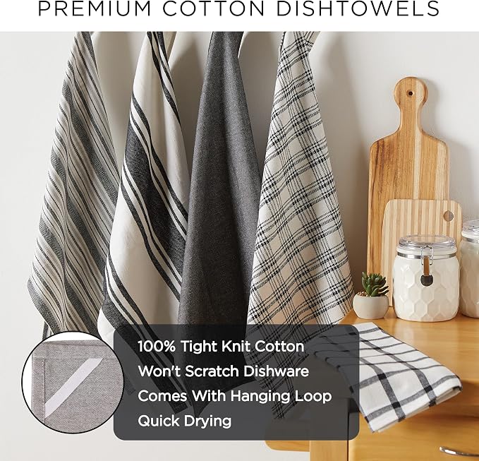 DII Everyday Basic Collection Woven Dishtowel Set, 20x28, Nautical Blue, 8 Piece