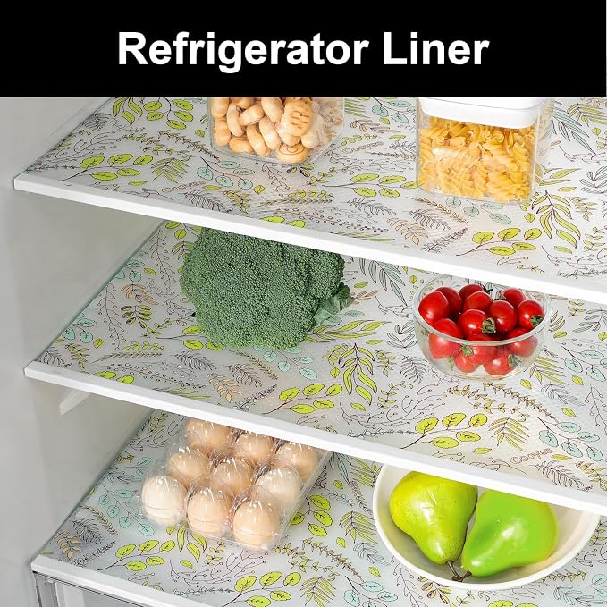Cooyes Shelf Liners for Kitchen Cabinets, Refrigerator Liners Waterproof & Oil-Proof Kitchen Cupboard Liner Drawer Mats EVA Material Non Adhesive Fridge Liner for Shelves（23.6" W x 118" L）