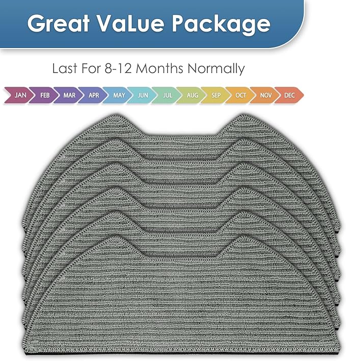 (6 Pack) UR2650WS Replacement Mop Pads Compatible with Shark Matrix Plus 2-in-1 Robot Vacuum Cleaner, Mopping Pads, Refill Accessories, Washable Mop Cloths
