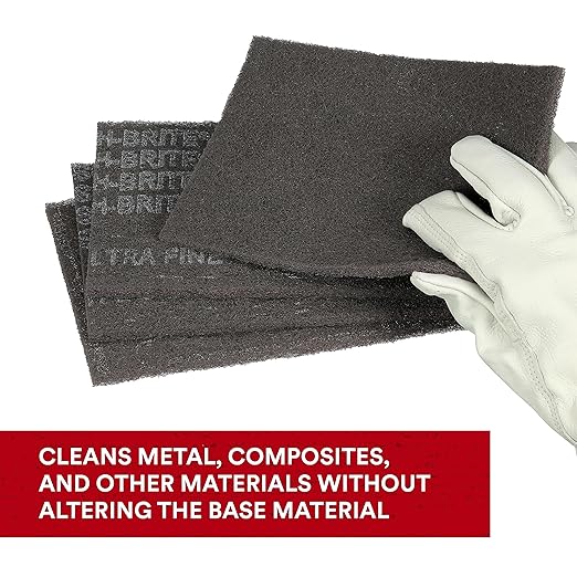 3M Scotch-Brite Ultra Fine Grade 7448 Hand Pad, Pack of 20, 6 in x 9 in Hand Pads, Nonwoven Silicon Carbide, Surface Preparation, Scuffing, and Cleaning, Gray