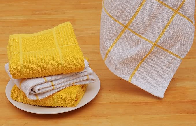 AMOUR INFINI Terry Dish Cloths Set of 8 Kitchen Towels Pack of 4 Highly Absorbent Super Soft Kitchen Reusable Quick Dry Dishcloths Set