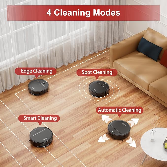 VIPSUN Robot Vacuum and Mop Combo with 4000Pa Suction, APP/Voice/Remote Control, Robotic Vacuums with Personalized Adjustment Setting, Self-Charging, Obstacle Avoidance, Smart Home Robot Aspiradora