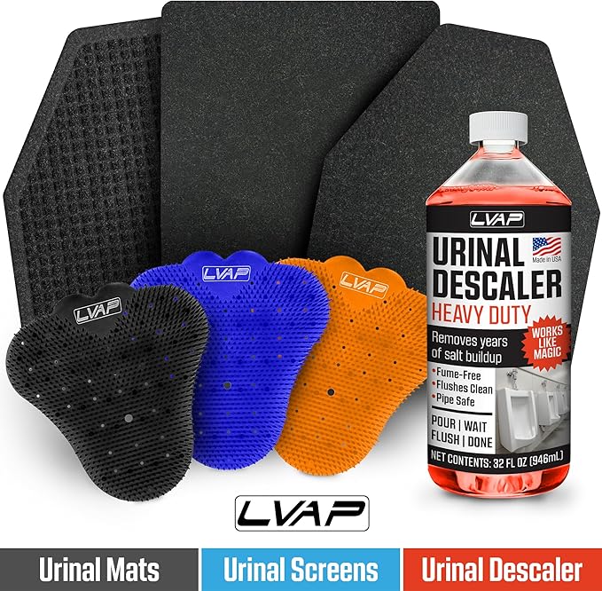 LVAP Heavy Duty Urinal Salt Remover – Made in USA – Commercial Grade Urinal Drain Cleaner & Odor Eliminator. Removes Salt, Calcium, Rust and Scale Build Up – 32 fl oz Bottles - 6 Pack