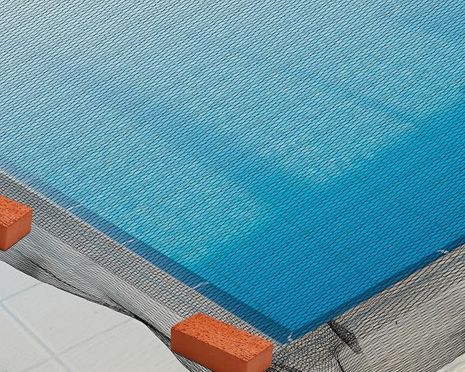 Therwen 23 x 42.5 ft Leaf Net Cover for Inground Pools Rectangle Mesh Keeps Leaves Out Applies to 7 x 13 M Pool for Winter Autumn Summer Cover Resistance Cold and UV, Easy to Install, Black