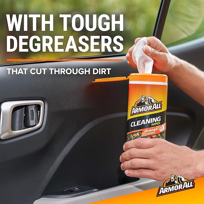 Armor All Car Interior Cleaner Wipes, Car Cleaning Wipes with Orange Cleans Dirt and Dust in Cars, Trucks and Motorcycles, 25 Count (Pack of 6)