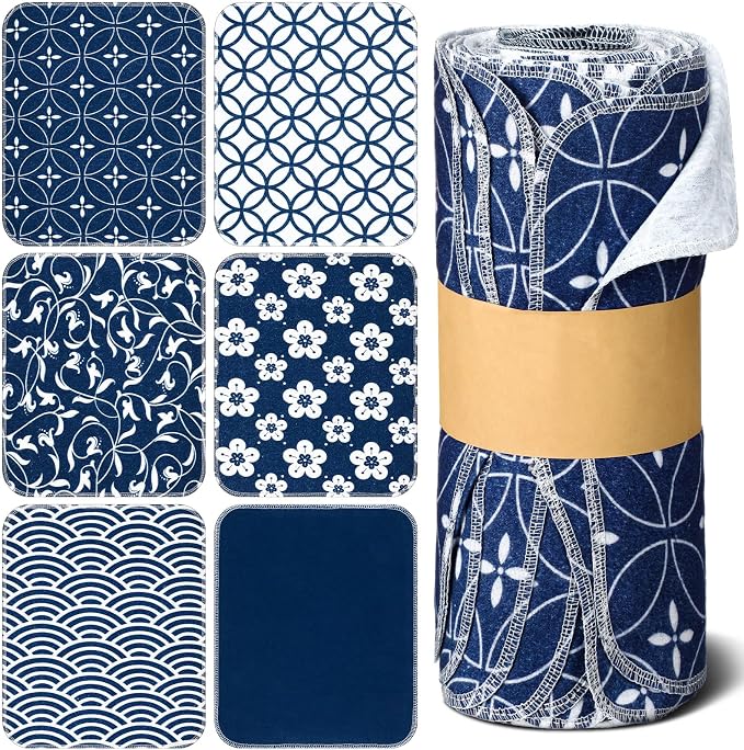 72 Pcs Japanese Reusable Cleaning Cloths Washable Cotton Kitchen Dish Towels for Home Paperless Reusable Cloth Cotton Napkins for Kitchen Bathroom Decoration, 9.84 x 11.81 Inches