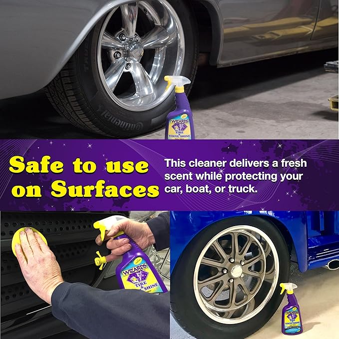 Wizards Mist-N-Shine Detail Spray and Tire & Wheel Vinyl Shine Bundle - 22 Oz - Car Exterior Cleaner for Auto Detailing Supplies - Cleans and Protects Tires, Wheels and Trim