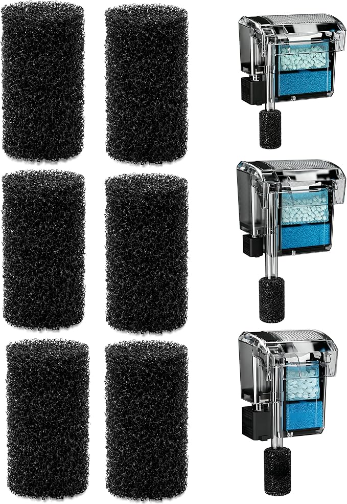 6 Pcs Prefilter Sponge Filter Compatible with Fluval AC20/AC30/AC50 Power Filter Replacement Foam Sponge for Freshwater Saltwater Aquariums, Protect Small Fish Shrimp and Fry