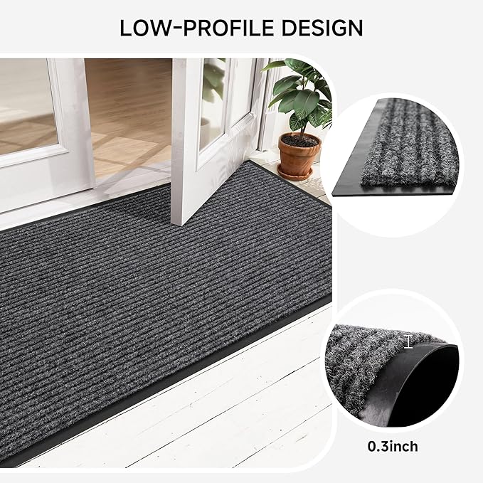 100pointONE Durable Indoor Outdoor Door Mats for Entryway, Heavy Duty Front Door Mat, 72" x 36" Low Profile Welcome Mats for Entry, Stain and Fade Resistant Indoor Outdoor Entrance Mat