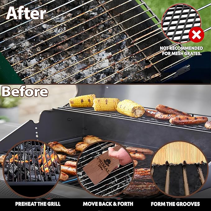 for the King of the Grill - PRIMAL GRILLING Combination Cedar BBQ Grill Scraper (1 x 12 & 1 x 18) - Natural, Bristle and Wire Free