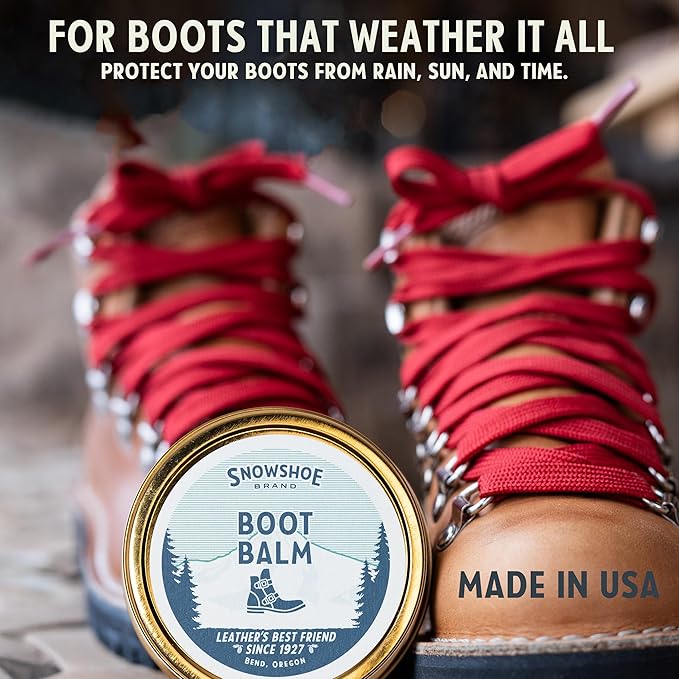 Snowshoe Boot Balm, Made in USA Since 1927 - Protect, Condition, Restore & Waterproof - Leather Conditioner for Boots and Shoes (4 oz)