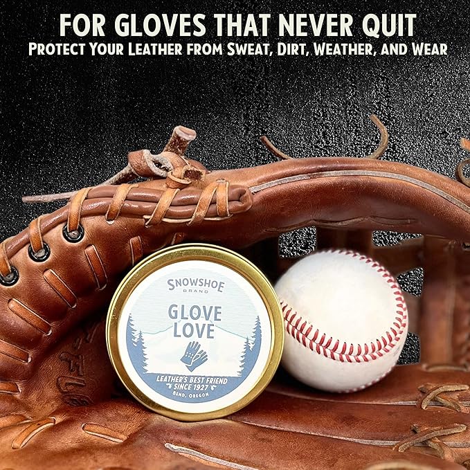 Snowshoe Glove Love, Made in USA Since 1927 - Protect, Condition, Restore & Waterproof - Multipurpose Baseball Glove Conditioner - for Softball Gloves, Leather Work Gloves & More (4 oz)