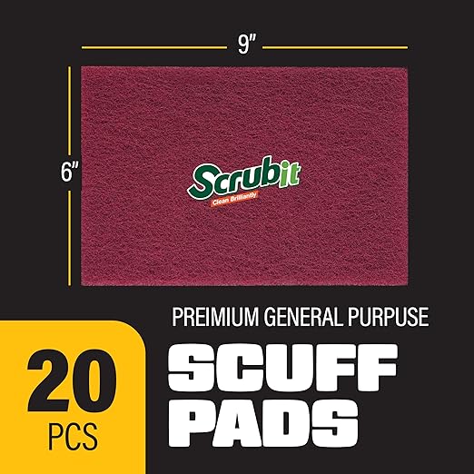SCRUBIT 6 x 9 in. General Purpose Scuff Pads, Paint Primer Prep Adhesion Scratch Pads, Car & Woodworking Pads for Scuffing, Scouring & Sanding - Maroon (20)