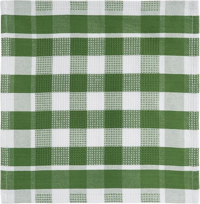 LANE LINEN 100% Cotton Kitchen Dish Cloths, Ultra Soft Absorbent Quick Drying Dish Towels, Multiweave Wash Cloths Dish Towel Sets, 12x12 Inches, 12 Pack - Olive