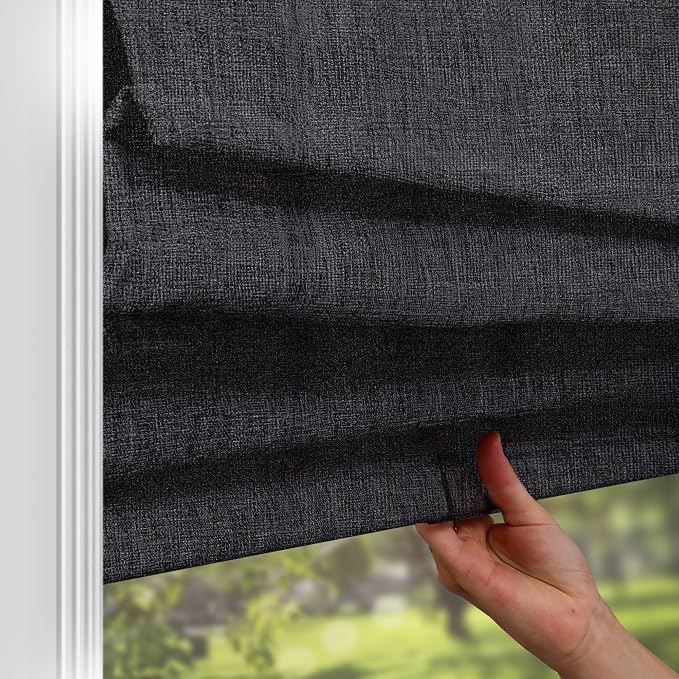 Chicology Cordless Roman Window Shade, Lexington Pebble, 23" W x 72" H | Cordless Child-Safe, Room Darkening UV, Inside/Outside Mount, True-to-Size No Cut, Rich Textured Fabric, Spot-Clean Care Only