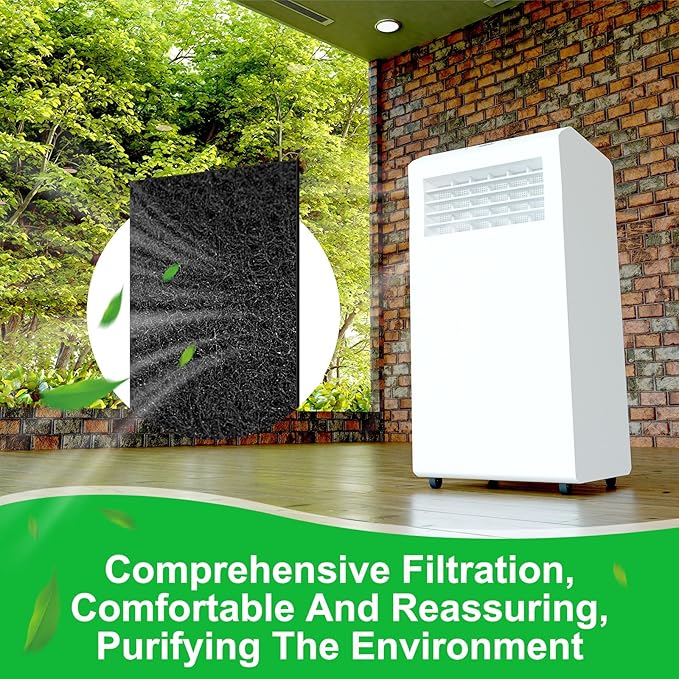 Threlaco 8 Pcs Activated Carbon Filter Cut-to-fit Carbon Filter Sheet for Air Charcoal Filters 16 x 48" Air Filters Replacement VOC Parts Accessories