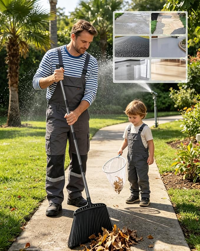 Outdoor Broom,Masthome Heavy Duty Broom,56" Brooms for Sweeping Outdoor,Angle Commercial Brooms with Hard Bristles, for Kitchen Home Office Garage Courtyard Lobby Lawn Concrete