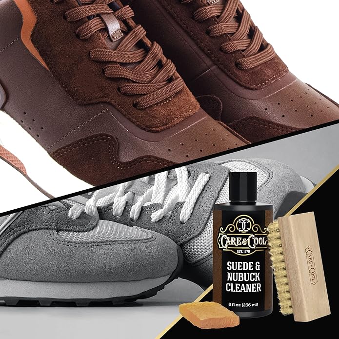 Care & Cool Suede and Nubuck Cleaner Kit (8 oz) Restores Color & Vibrancy to Shoes Clothes, and Furniture (Essential Kit)
