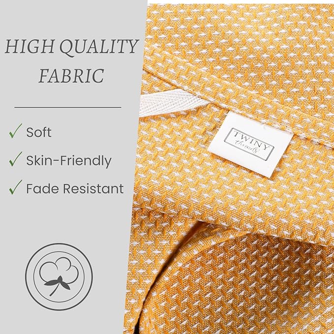 TWINY threads 6-Pack Kitchen Towels, 100% Cotton Dotted Weave, 18x28 Inch, Soft & Absorbent Wash Cloths Set with Hanging Loop, Washable and Reusable Dishcloths for Cooking, Cleaning - Mustard Yellow