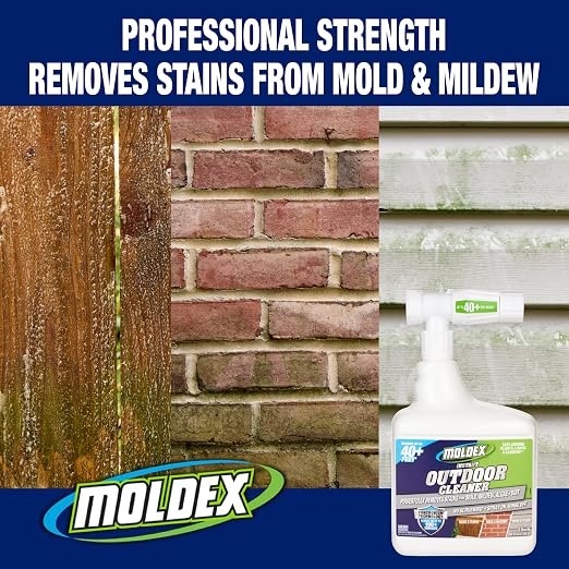 Moldex® Instant Outdoor Cleaner with Bleach, 64 oz Hose End Sprayer, 2 Pack, Fast Acting Outdoor Surface Cleaner for Siding, Decks, Fences and Exterior Surfaces