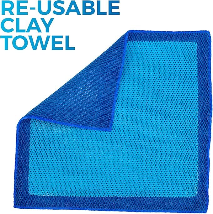 The Rag Company Ultra Clay Towel - Clay Bar Results in Minutes, Smooth Paint Fast, Enhance Gloss & Wax Bond (12"x12")