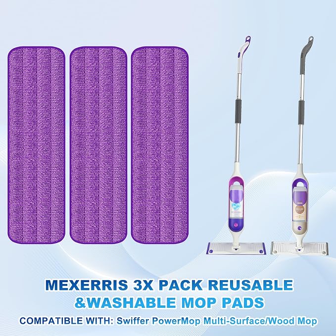 Spray Mops for Hardwood Floor Cleaning: MEXERRIS Floor Mop with 3 Washable Pads for Swiffer Powermop - Wet Mops with 2 Refillable Bottles - Home Commercial Dust Mop for Wood Laminate Ceramic Tiles