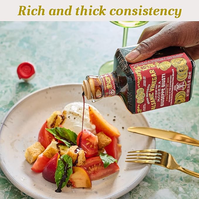 Giusti Italian Balsamic Vinegar of Modena IGP - 3 Gold Medals, Rich & Thick Gran Deposito Aceto Balsamico di Modena for Salads, Cheese & Finishing Touches, Made in Italy – 8.45 fl oz/250 ml -Pack of 2