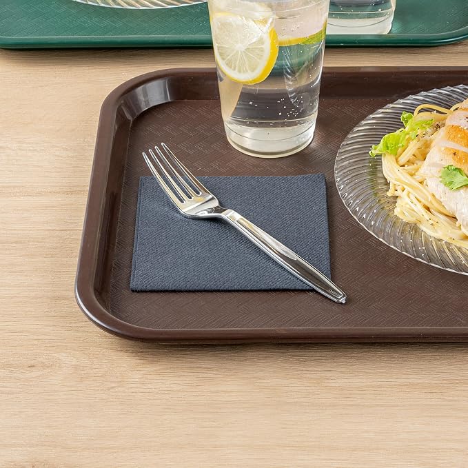 Restaurantware Moderna 7.3 Inch Disposable Forks 250 Recyclable Plastic Cutlery - Crack-Resistant For All Types Of Meals Silver Plastic Party Forks
