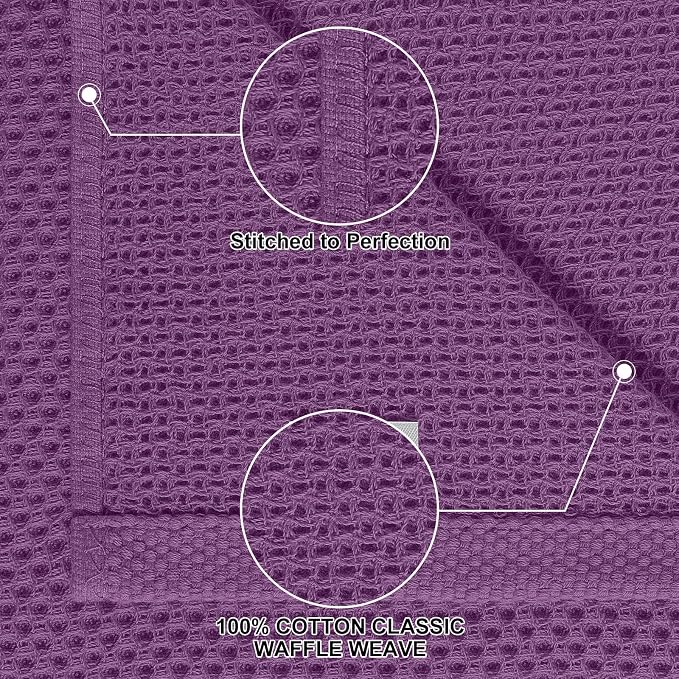 Homaxy 100% Cotton Kitchen Towels and Dishcloths Set, 12 x 12 Inches and 13 x 28 Inches, Set of 10 Bulk Kitchen Towels Set, Ultra Soft Absorbent Dish Cloths for Washing Dishes, Purple
