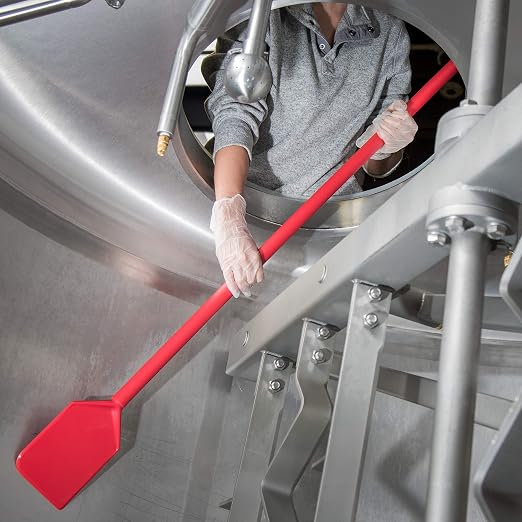 SPARTA 48" Nylon Paddle Scraper with 4.5" x 7.5" Contoured Blade, One-Piece Mixing Tool for Large Batch Cooking and Food Processing, Red (Pack of 6)