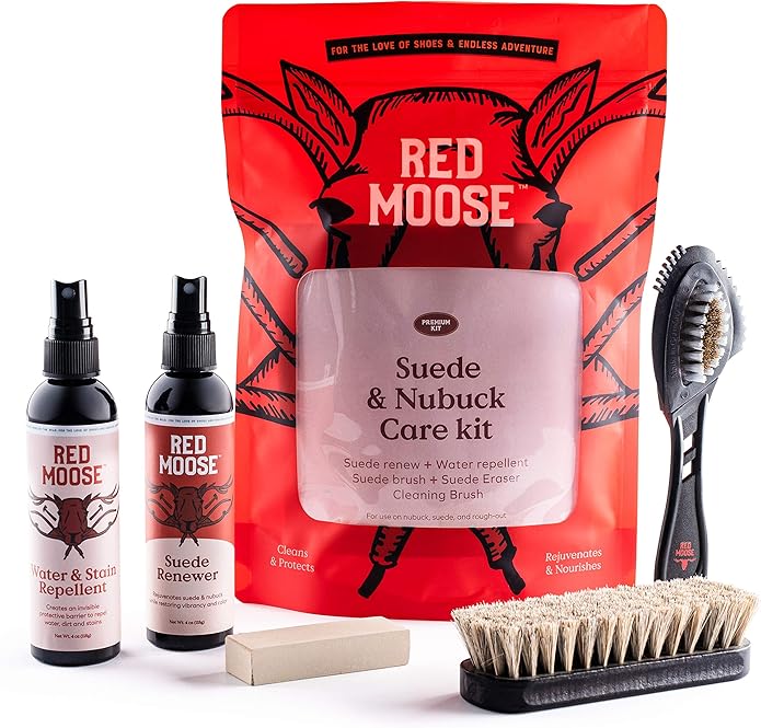 RED MOOSE Shoe & Sneaker Cleaner Kit – Leather, Suede, Nubuck, Canvas & White Shoes with Brush, Foam & Cloth, Made in USA