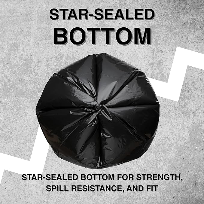 Top Knot Bags 45 Gallon Garbage Trash Bag 40X46" 1.2 Mil Black 100 Count Can Liner Bulk 40 Gallon 41 Gallon 42 Gallon 43 Gallon 44 Gallon Made in USA