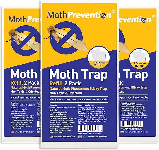 Clothes Moth Refills and Pantry Moth Trap Set - 6 Refills for Clothes Protection & Pack of 6 Pantry Traps - for Homes & Kitchens