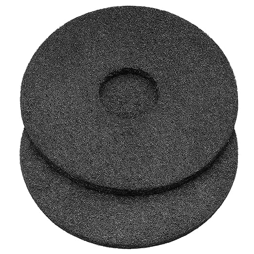 Teenyyou 12" Black Scrubbing Pads Commercial Cleaning Orbiter Pads-Maintenance Non Woven for Floor Buffer Machine 2 Pcs