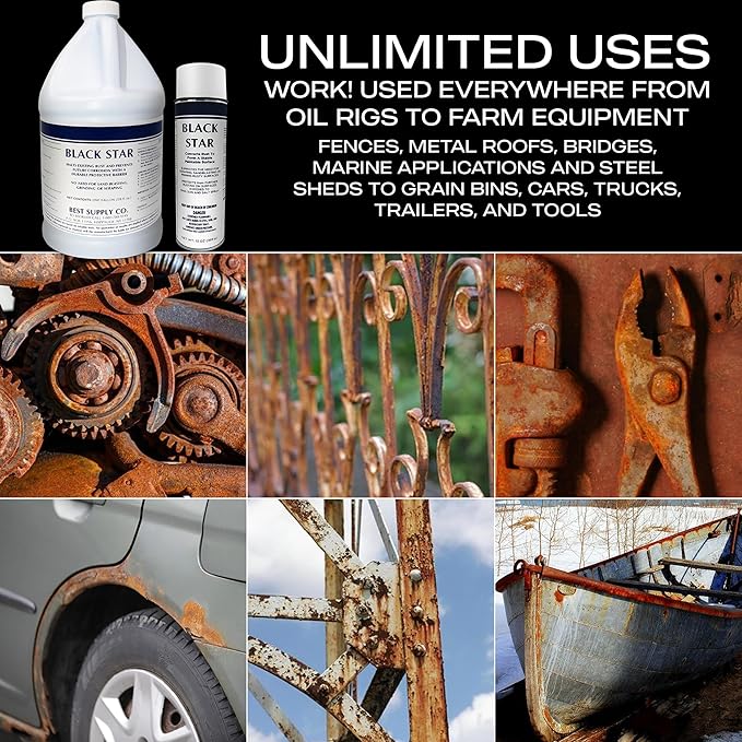 BLACK STAR Rust Converter - Converts Rust on Any Steel Surface - 1 Aerosol Spray Can