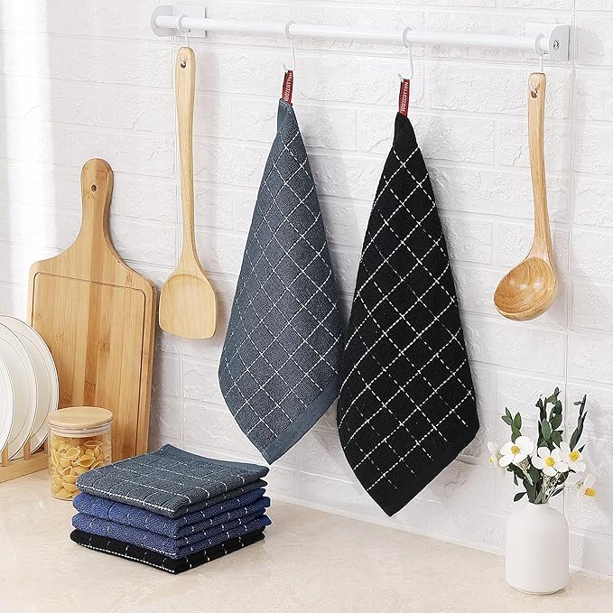Homaxy 100% Cotton Terry Kitchen Dish Cloths, Ultra Soft and Absorbent Dish Towels for Kitchen, Suitable for Drying and Washing Dishes, 8 Pack, 12 x 12 Inches, Multiple Color