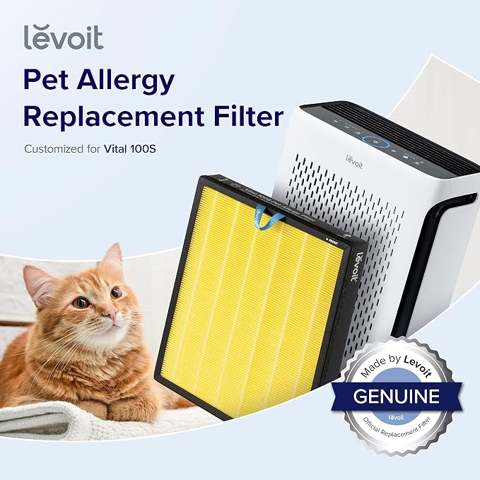 LEVOIT Vital 200S Pet Allergy Air Purifier Replacement, 3-in-1 True HEPA, High-Efficiency Activated & Vital 100S Pet Allergy Air Purifier Replacement, 3-in-1 HEPA High-Efficiency Activated Carbon
