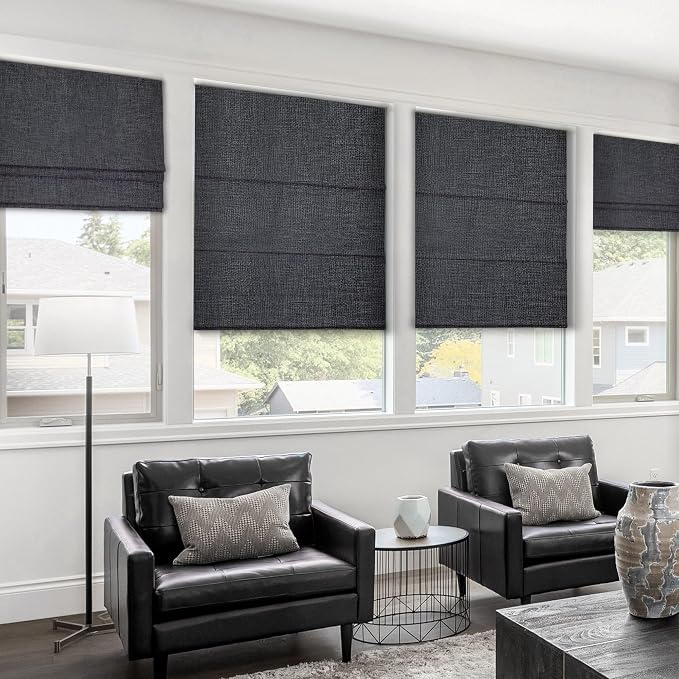 Chicology Cordless Roman Window Shade, Lexington Pebble, 39" W x 72" H | Cordless Child-Safe, Room Darkening UV, Inside/Outside Mount, True-to-Size No Cut, Rich Textured Fabric, Spot-Clean Care Only