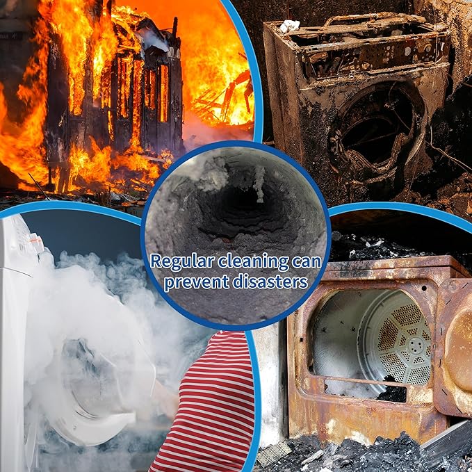 30 Feet Dryer Vent Cleaning Brush Kit, Multi-Scene Durability Chimney Brush with Flexible Nylon Rod, Multi-Purpose lint Cleaning Brush for Drill,Chimneys, fireplaces, Ventilation ducts