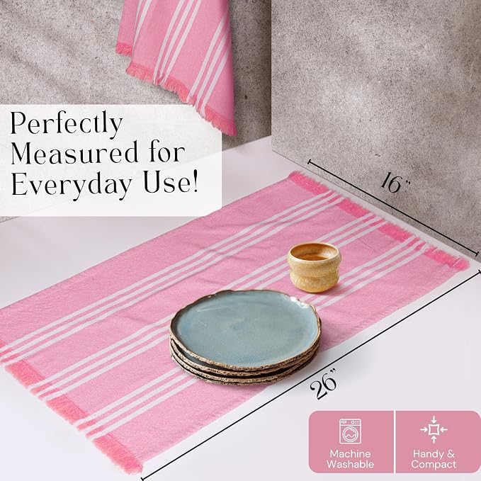 Dish Towels Multicolors 12 Pack, 16x26 Inches, Stripe Kitchen Tea Towels, Reusable Cleaning Cloths, Absorbent Drying Rags for Daily Use, Machine Washable - Beige, Rose Pink, Sky Blue