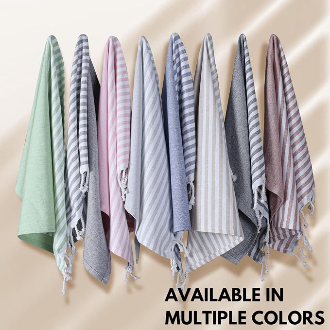 Turkish Kitchen Towels 18x26 Inches with Tassels - 4 Pack - Absorbent, Durable, Soft 100% Cotton Dish Towels for Drying & Cleaning - Machine Washable, Quick Dry - Indigo Blue