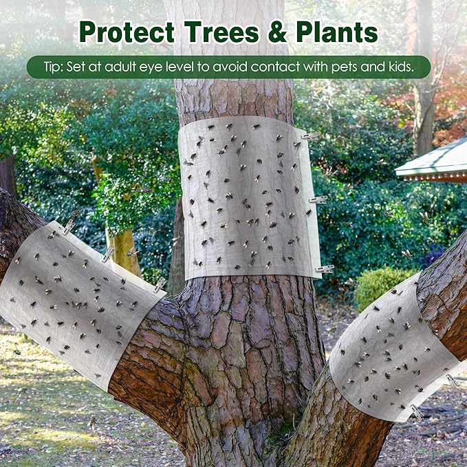Giant Fly Sticky Trap Roll – 12 Rolls, 360 FT Total Heavy-Duty Fly Paper Glue Trap for Indoor & Outdoor, Hanging & Tree Wrap Insect Barrier for Lantern Flies, Ants, Gnats & Flying Insects