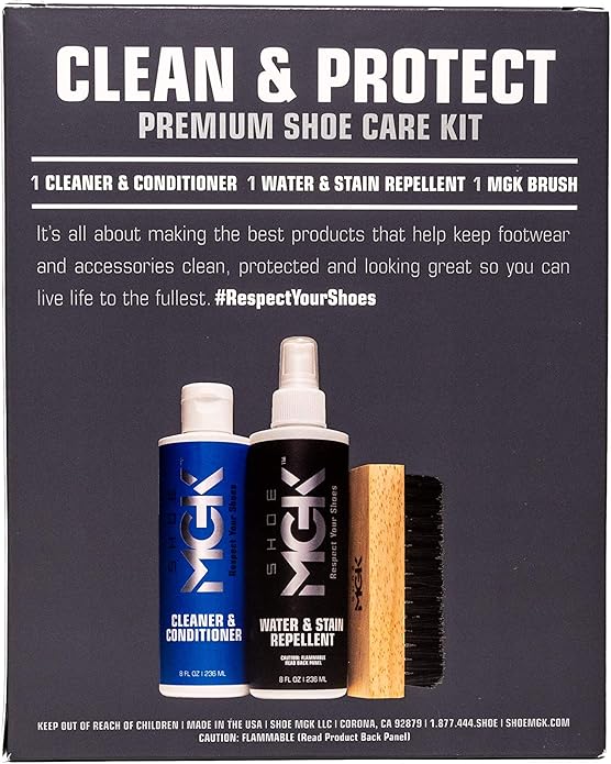 Shoe MGK Clean & Protect Shoe Care Kit Shoe Cleaner & Conditioner, Water & Stain Repellent, and Brush
