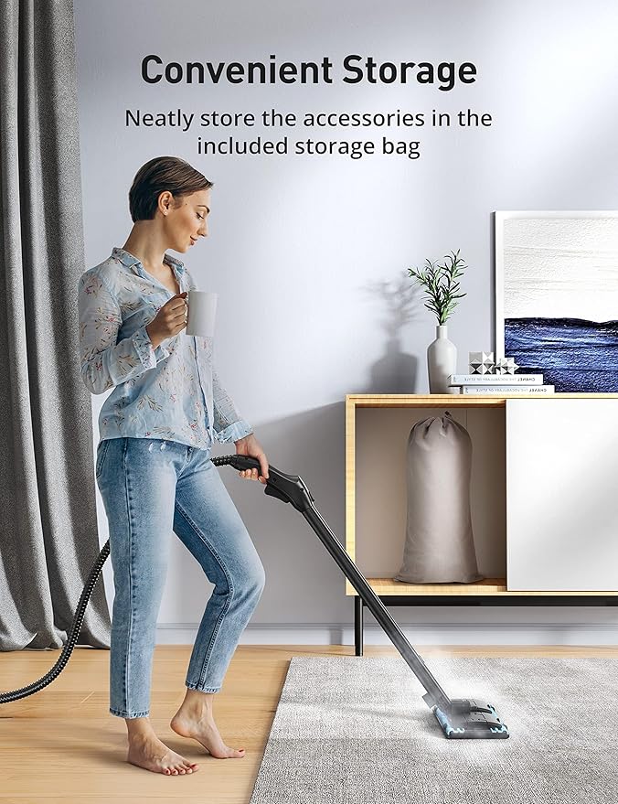 Steam Cleaner for Home, 293°F 58 PSI Powerful Multipurpose Handheld Steam Mop, 21 Attachments, 50Oz Capacity, Heavy Duty Steamer for Carpets, Floors, Cars, Tiles, Crack Cleaning, Turquoise
