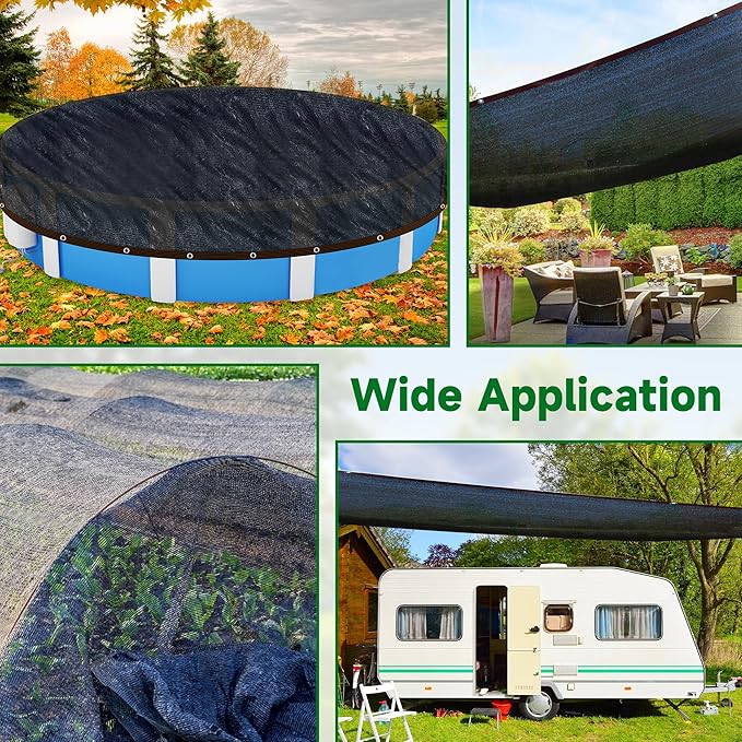 Pool Leaf Net Cover18 ft Round, Fine Mesh Leaf Net for Above Ground Pool, Winter Pool Cover18ft Round Above Ground, Cover Size: 18-Feet Dia (Includes 3-feet Overlap) (Black -Round, 18FT)