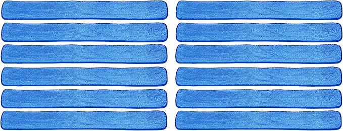 Real Clean 48 inch Microfiber Wet Mop Refill Pads for Flat Microfiber Mop Frames (Pack of 12)