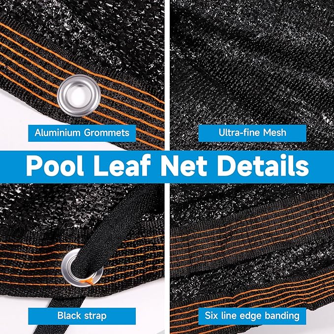 Pool Leaf Net Cover 15x30 Oval Above Ground, Black Mesh Swimming Pool Net Cover with Winch & Cable, Heavy-Duty Tear Resistant UV-Protected Weatherproof (Black, Oval-15FTX30FT)